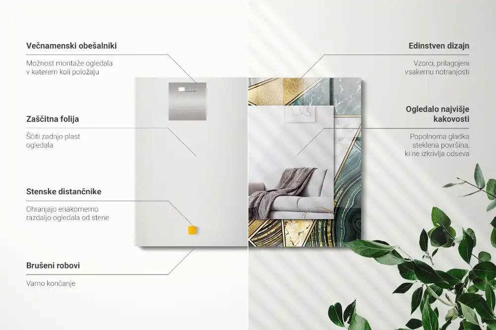 Rectangular decorative mirror Abstract geometric patterns