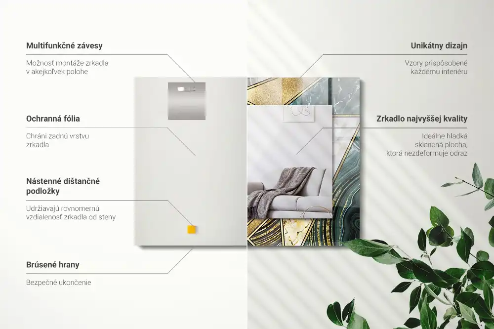 Rectangular decorative mirror Abstract geometric patterns