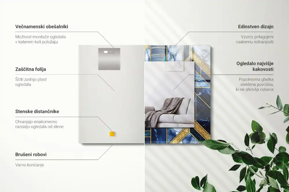 Rectangular mirror print Abstract geometric mosaic