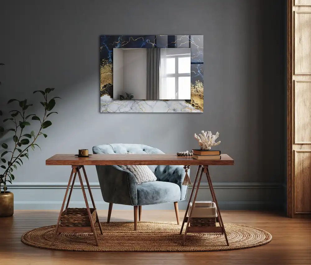 Rectangular decorative mirror Marble abstraction