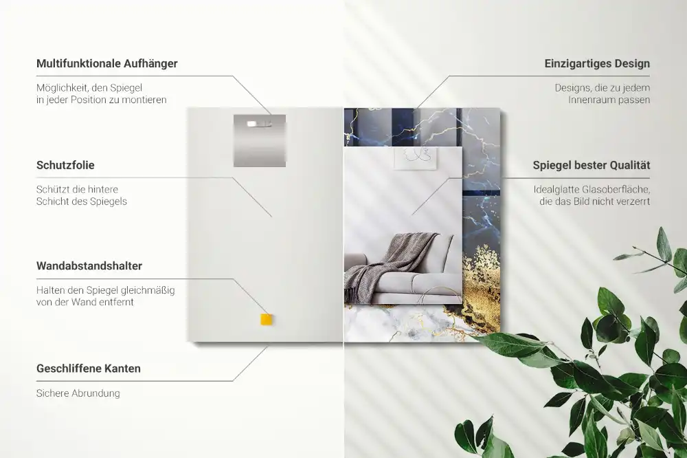 Rectangular decorative mirror Marble abstraction