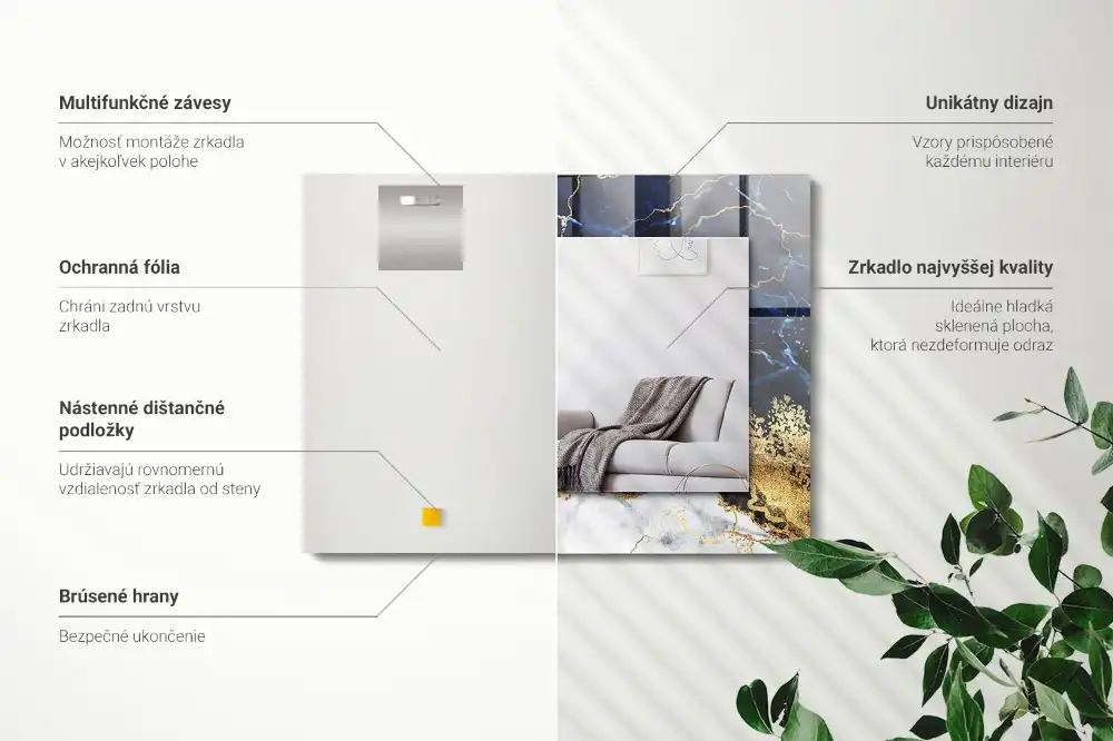 Rectangular decorative mirror Marble abstraction