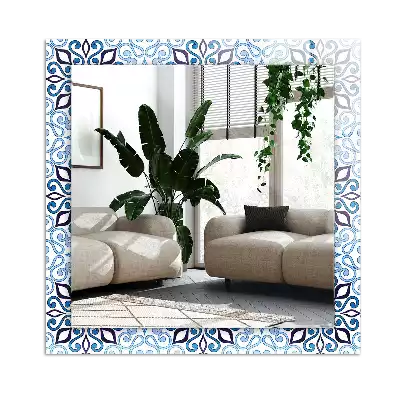 Rectangular mirror print Blue ornament pattern