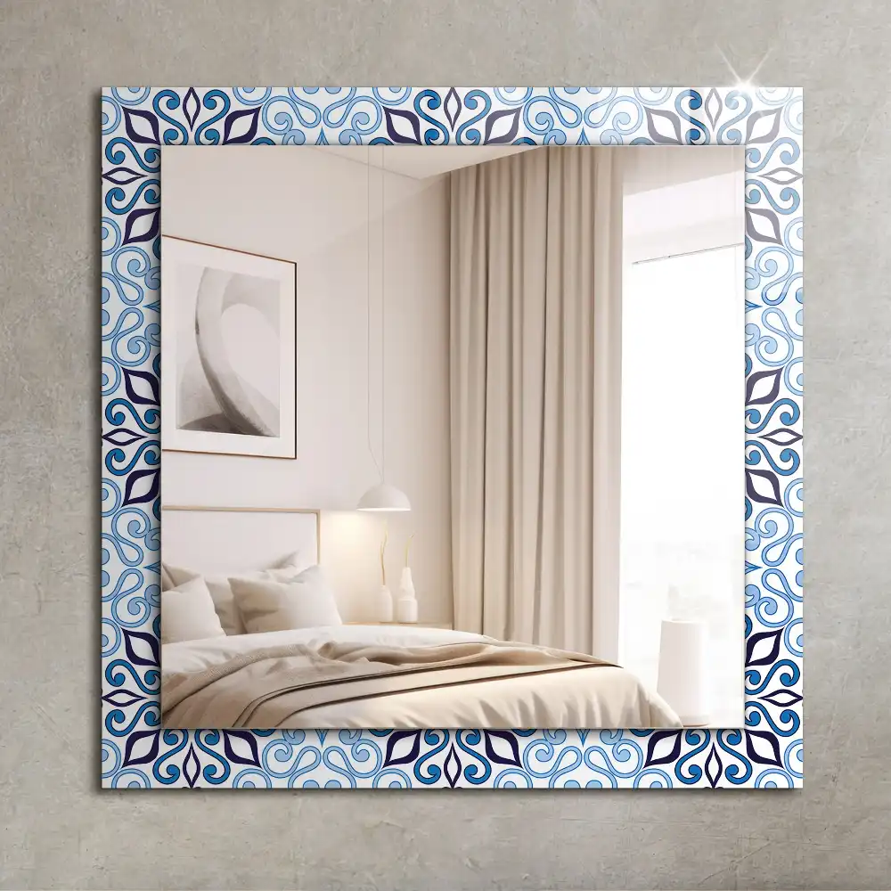 Rectangular mirror print Blue ornament pattern