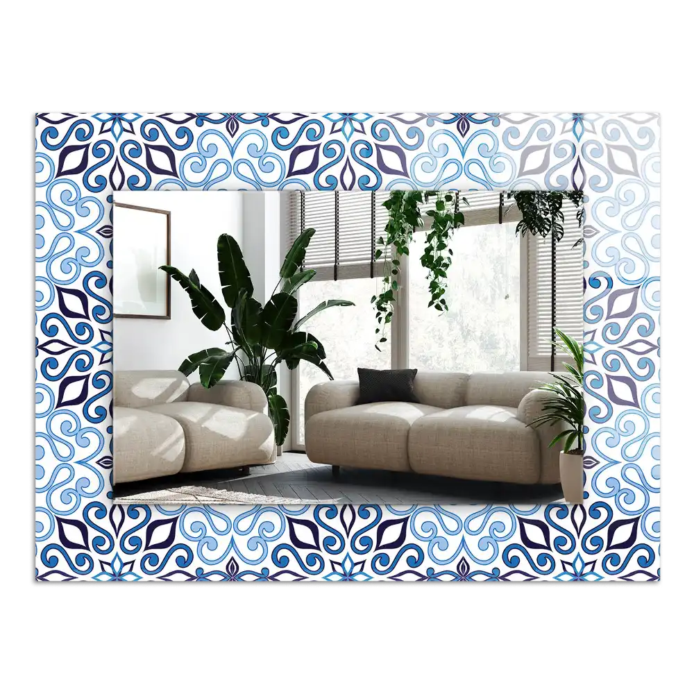 Rectangular mirror print Blue ornament pattern