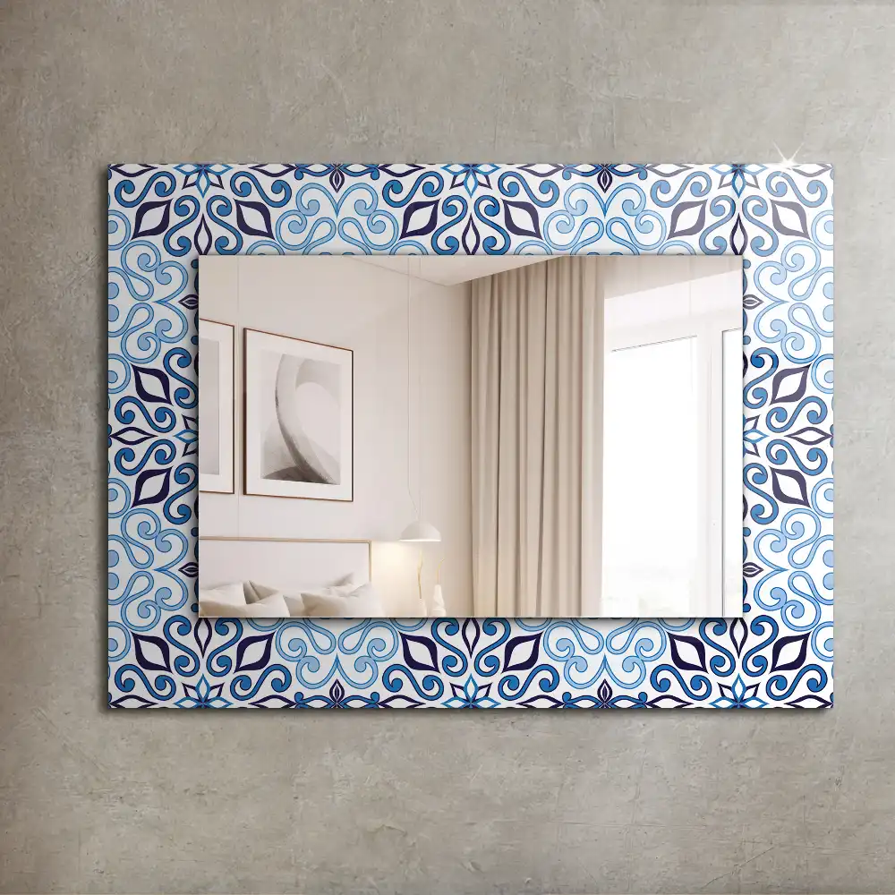 Rectangular mirror print Blue ornament pattern