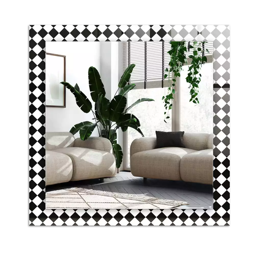 Rectangle decorative mirror Black and white checkerboard