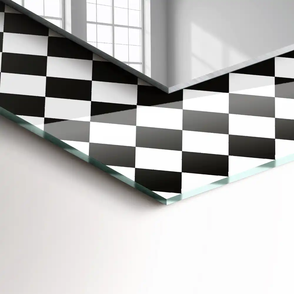 Rectangle decorative mirror Black and white checkerboard