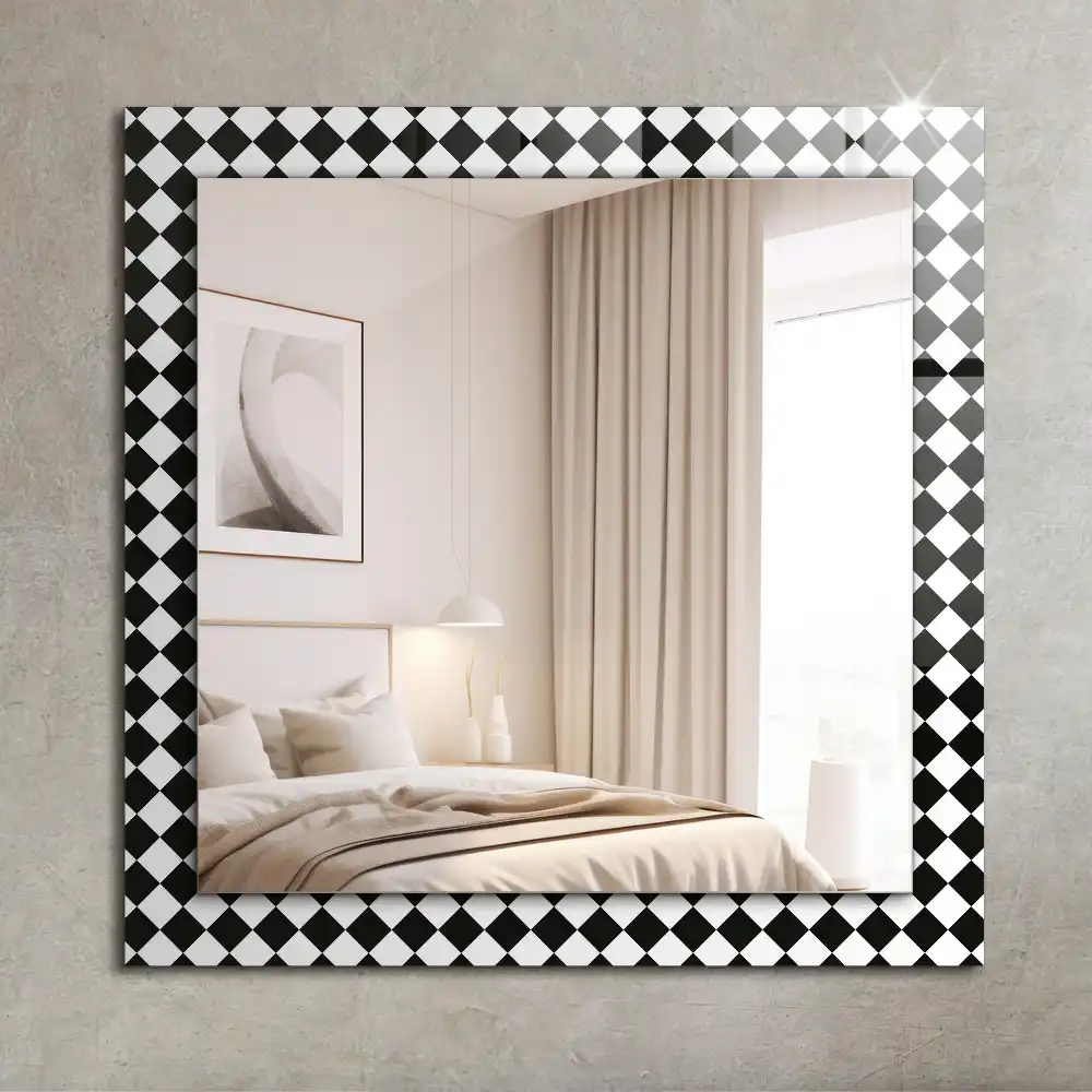 Rectangle decorative mirror Black and white checkerboard