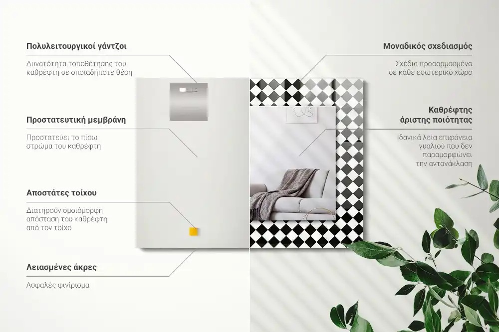 Rectangle decorative mirror Black and white checkerboard