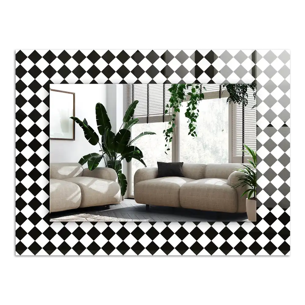 Rectangle decorative mirror Black and white checkerboard