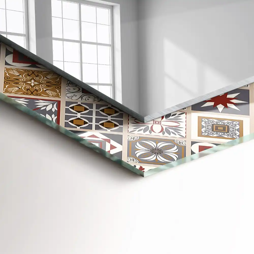 Rectangular wall mirror design Colorful tile patterns