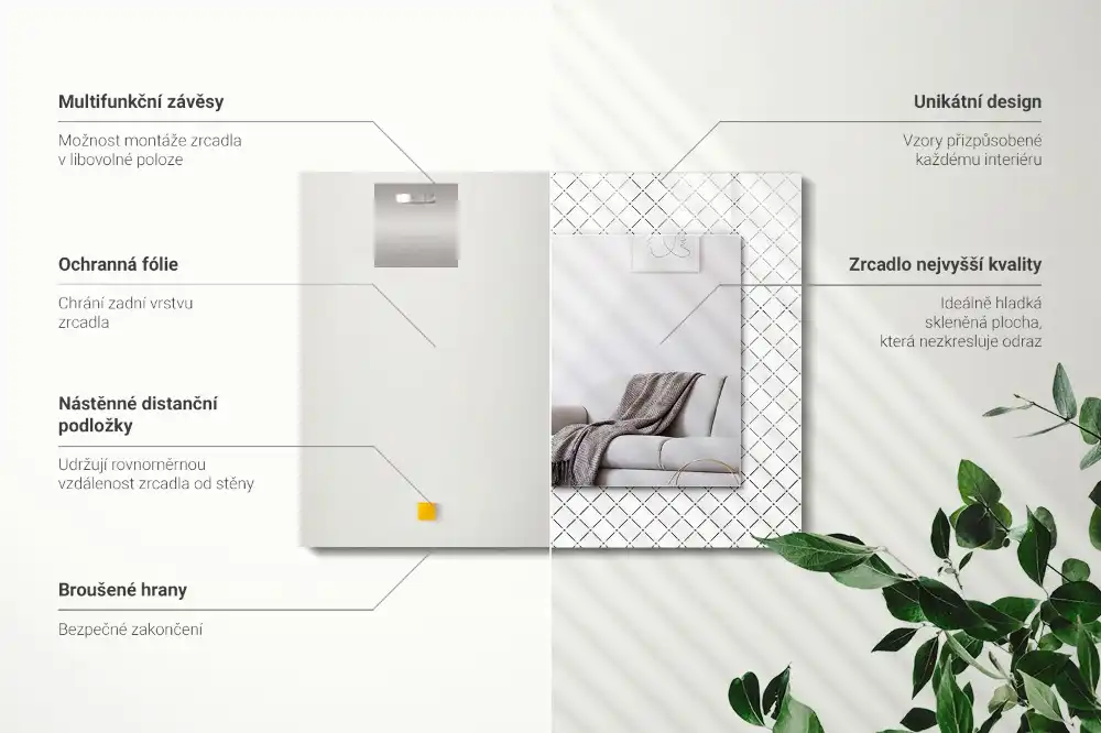 Rectangle decorative mirror Checkered pattern lines