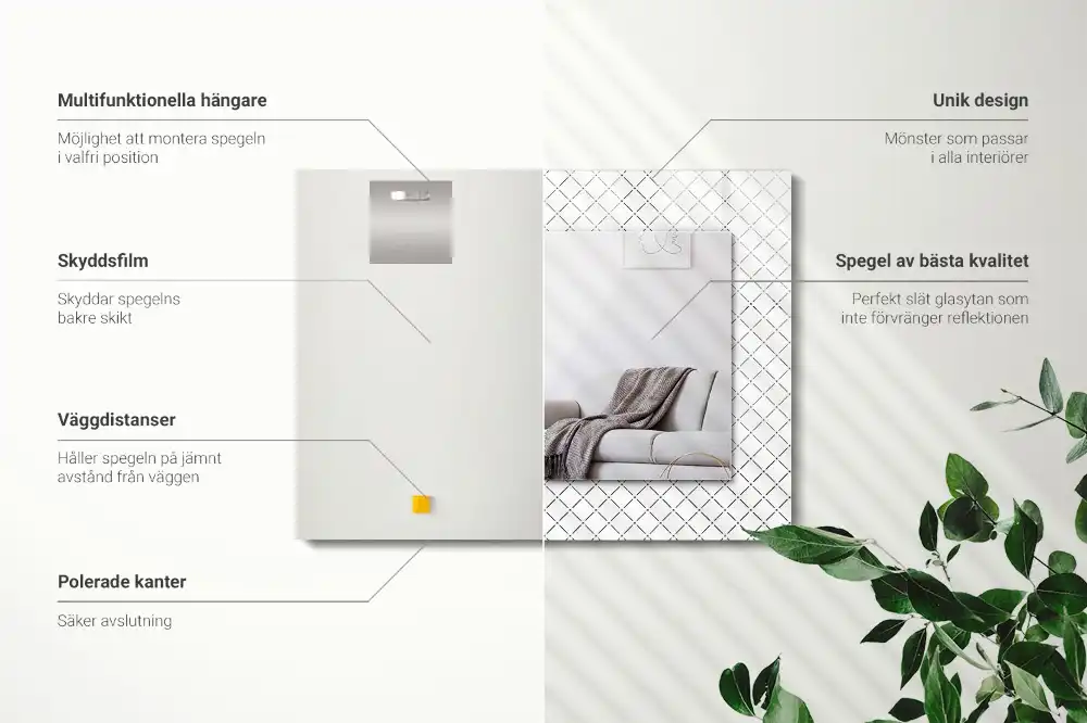 Rectangle decorative mirror Checkered pattern lines