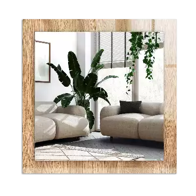 Rectangular wall mirror design Wooden texture