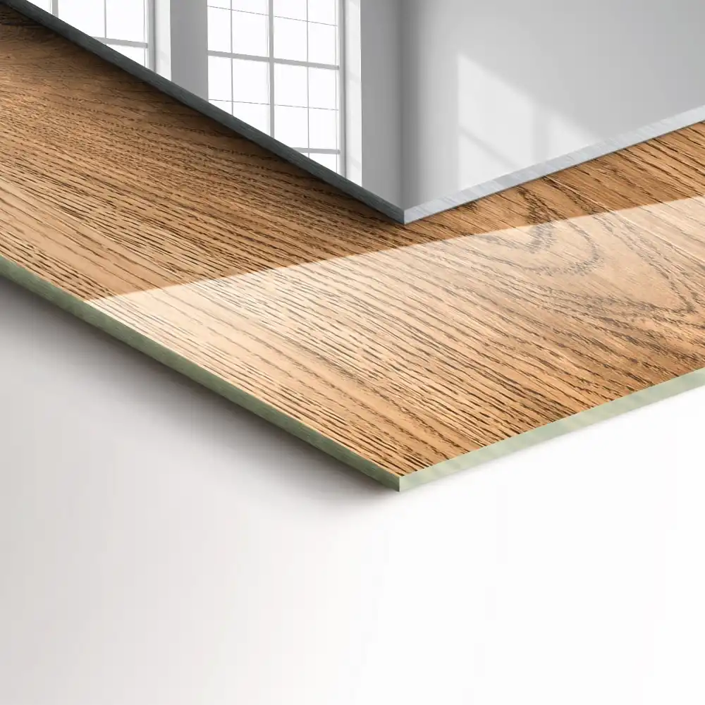 Rectangular wall mirror design Wooden texture