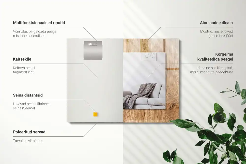 Rectangular wall mirror design Wooden texture