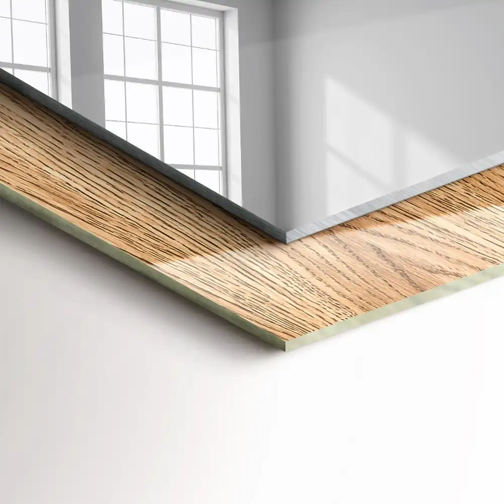 Rectangular wall mirror design Wooden texture