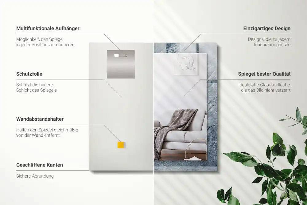 Rectangle decorative mirror Rock texture stone