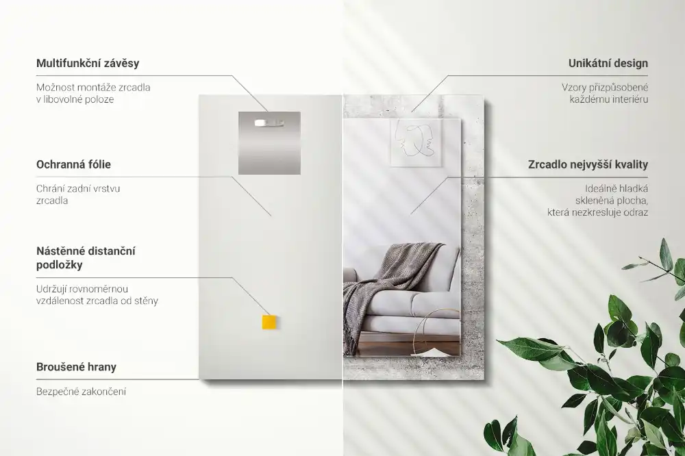 Rectangular decorative mirror Concrete wall texture