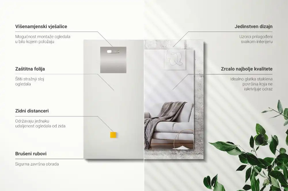 Rectangular decorative mirror Concrete wall texture