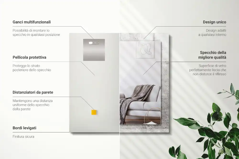 Rectangular decorative mirror Concrete wall texture