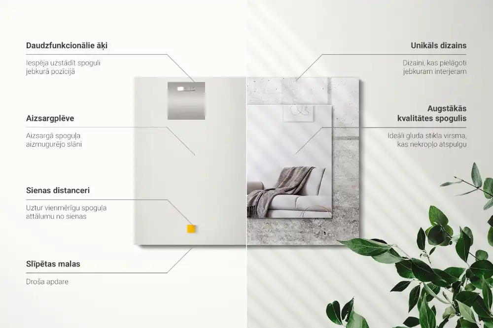 Rectangular decorative mirror Concrete wall texture