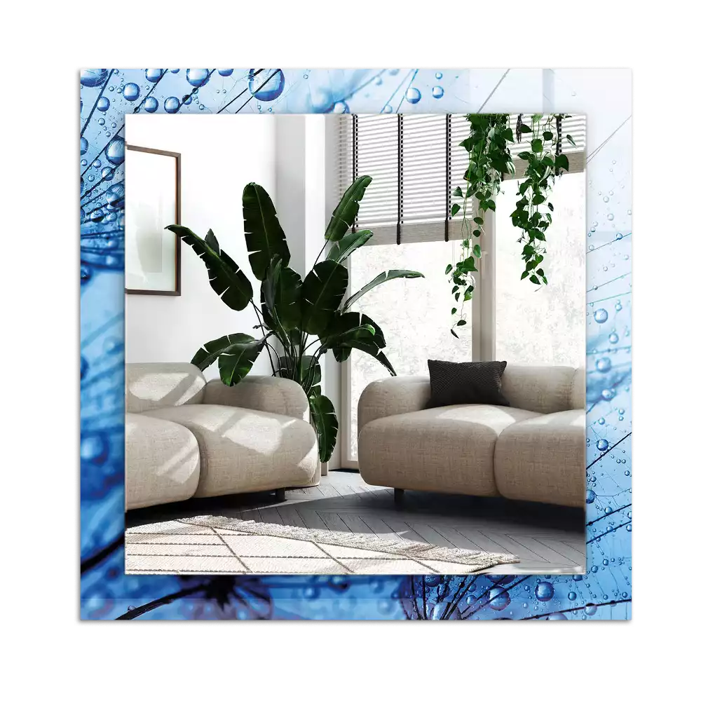 Rectangular mirror print Drops on dandelions