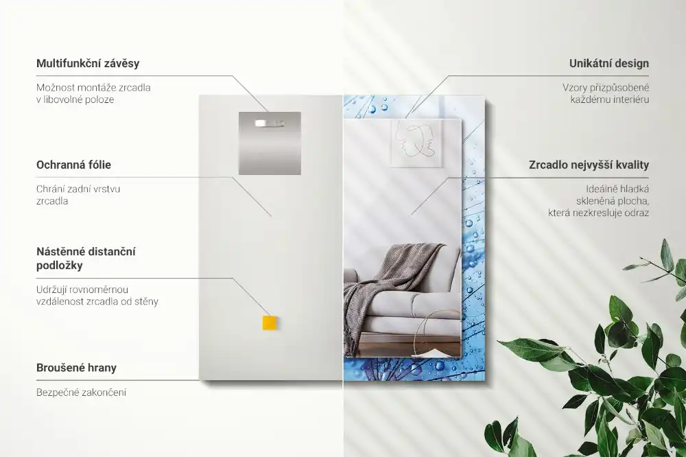 Rectangular mirror print Drops on dandelions