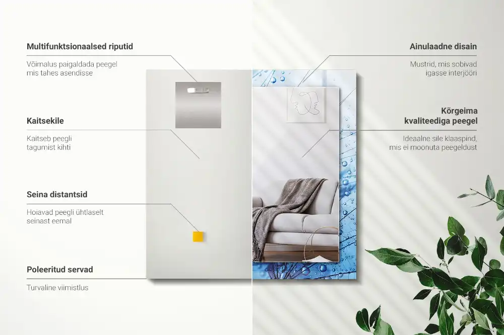 Rectangular mirror print Drops on dandelions