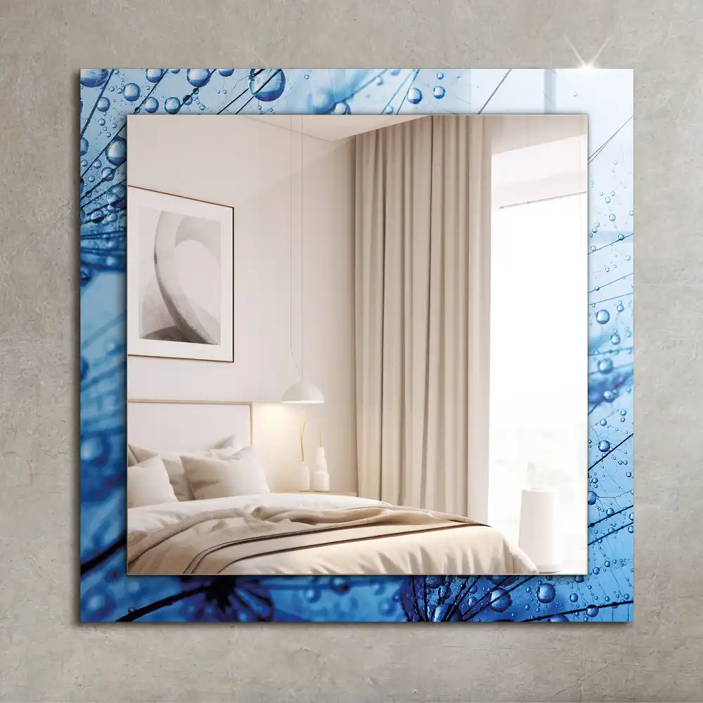 Rectangular mirror print Drops on dandelions