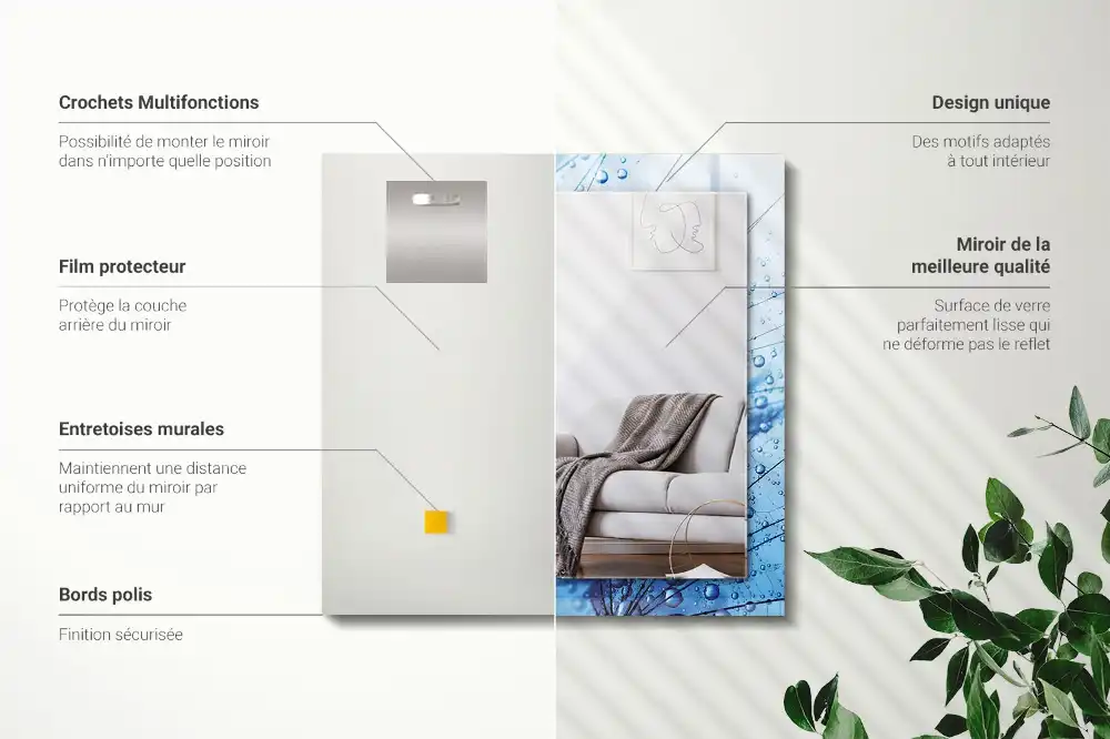 Rectangular mirror print Drops on dandelions