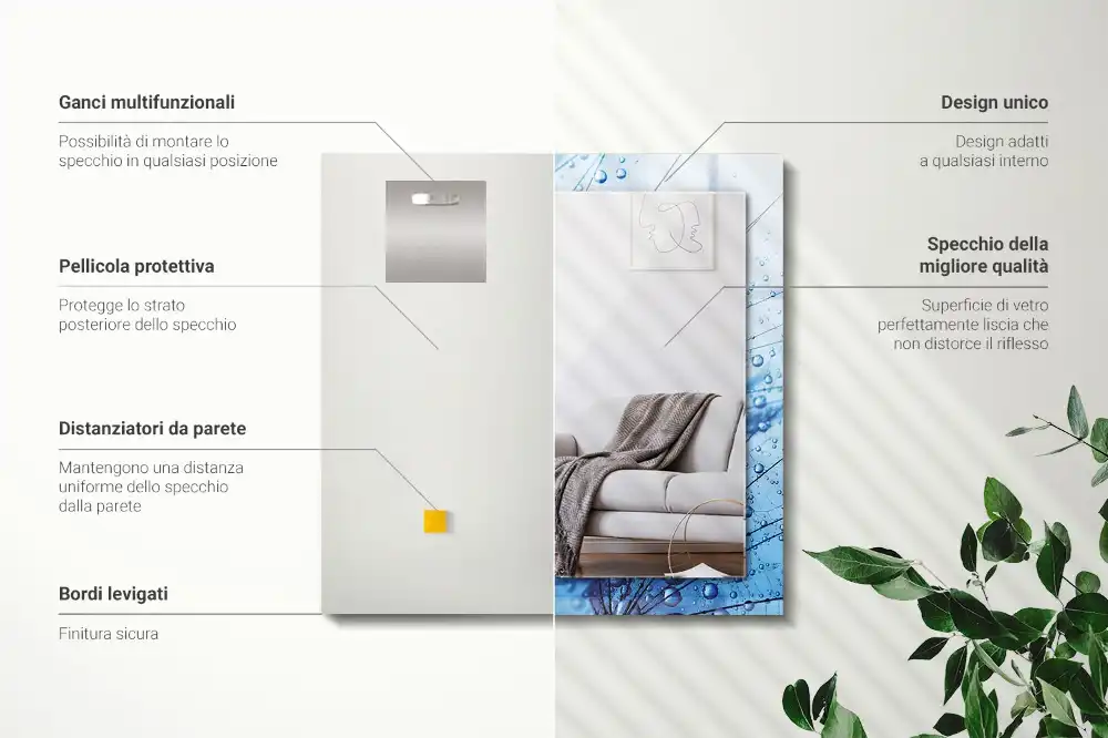 Rectangular mirror print Drops on dandelions