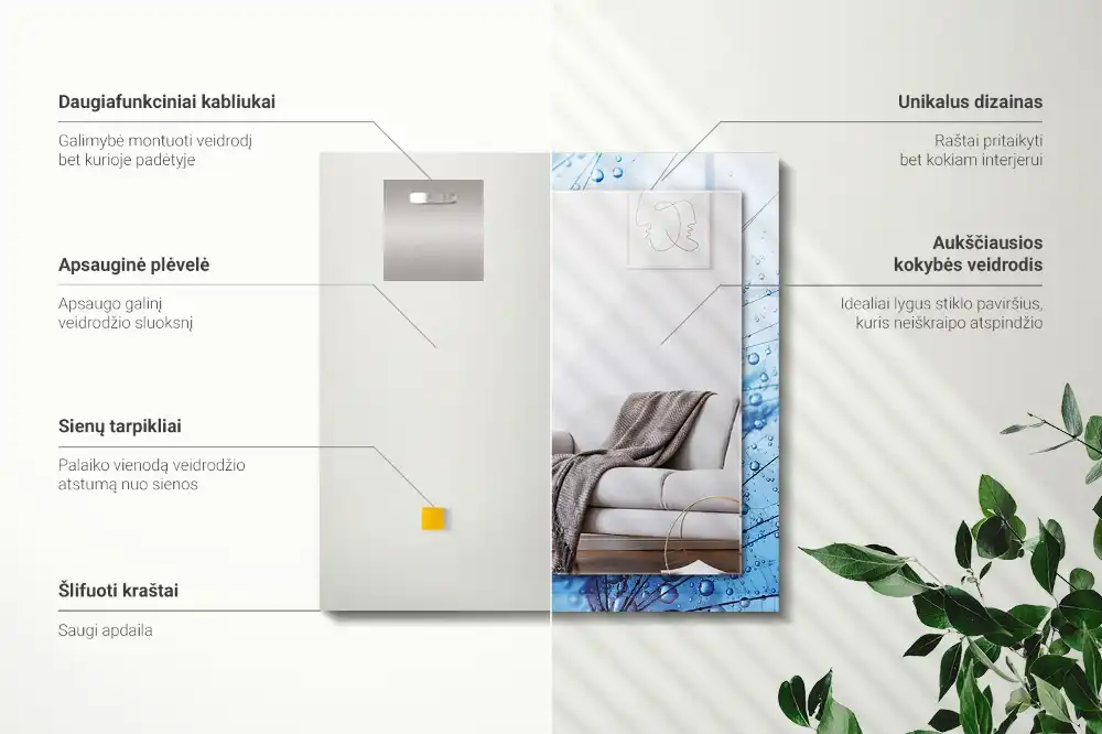 Rectangular mirror print Drops on dandelions