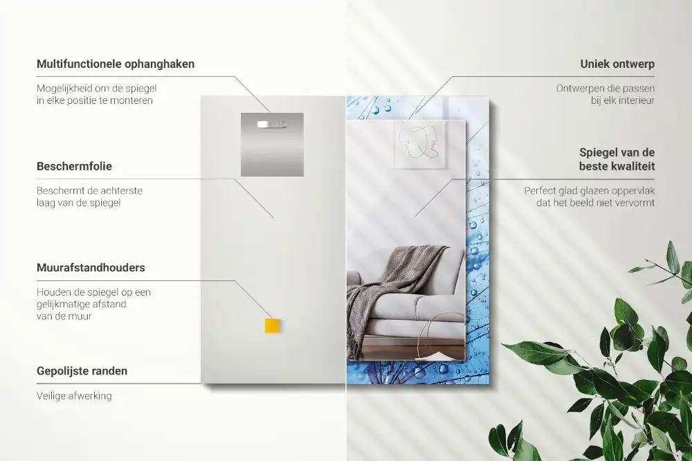 Rectangular mirror print Drops on dandelions