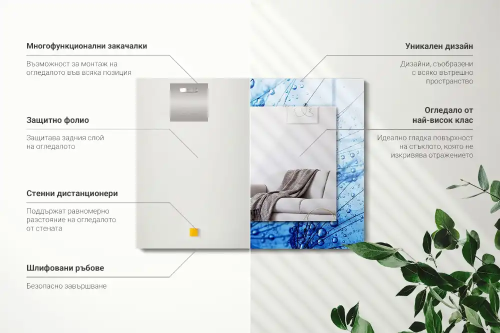 Rectangular mirror print Drops on dandelions