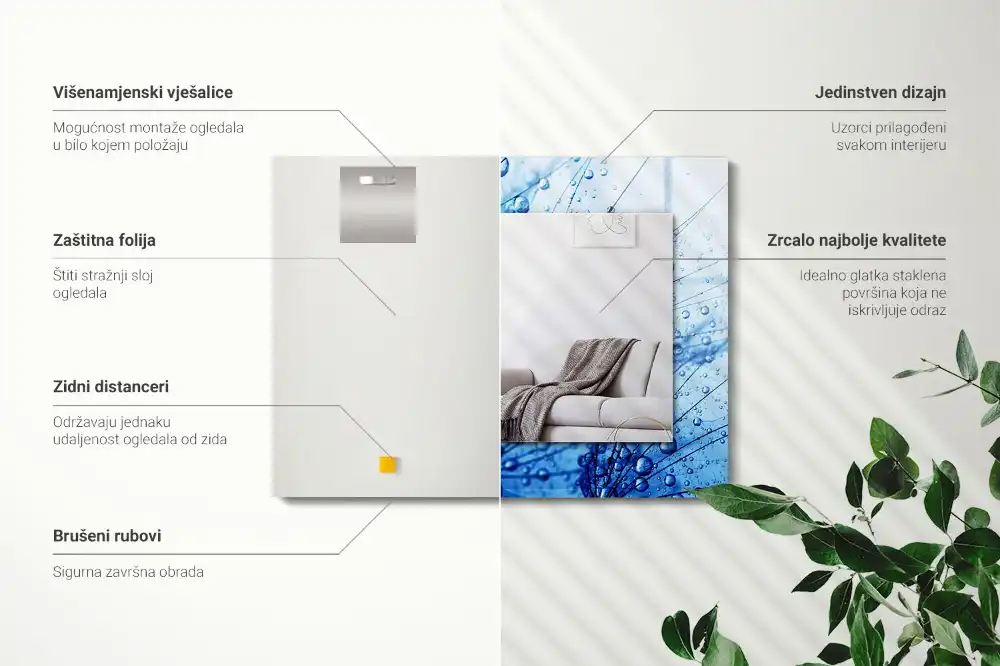 Rectangular mirror print Drops on dandelions