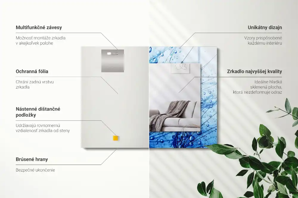 Rectangular mirror print Drops on dandelions