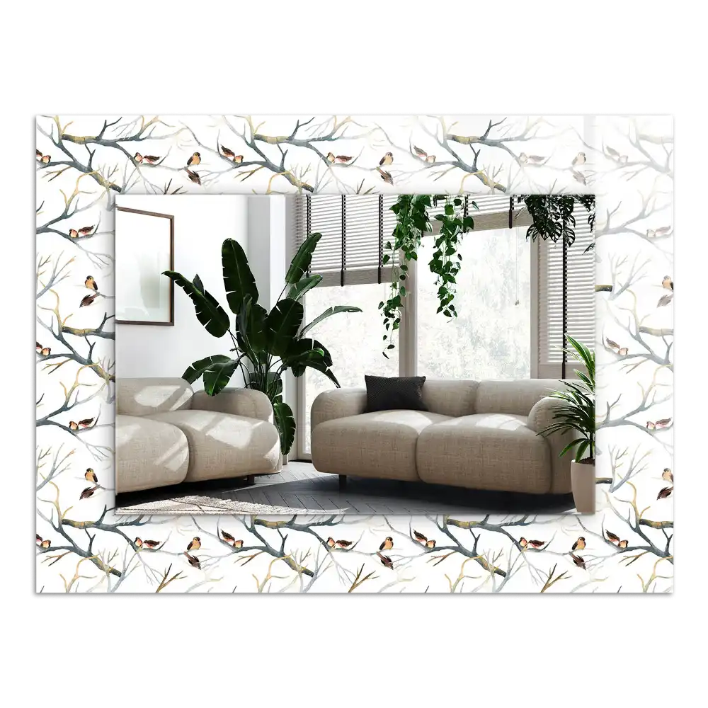 Rectangle decorative mirror Birds on the branches