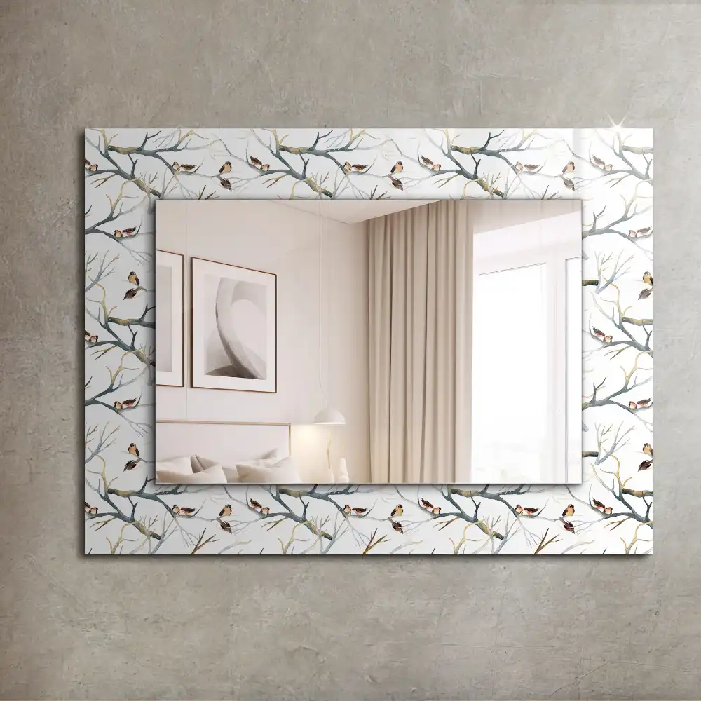 Rectangle decorative mirror Birds on the branches