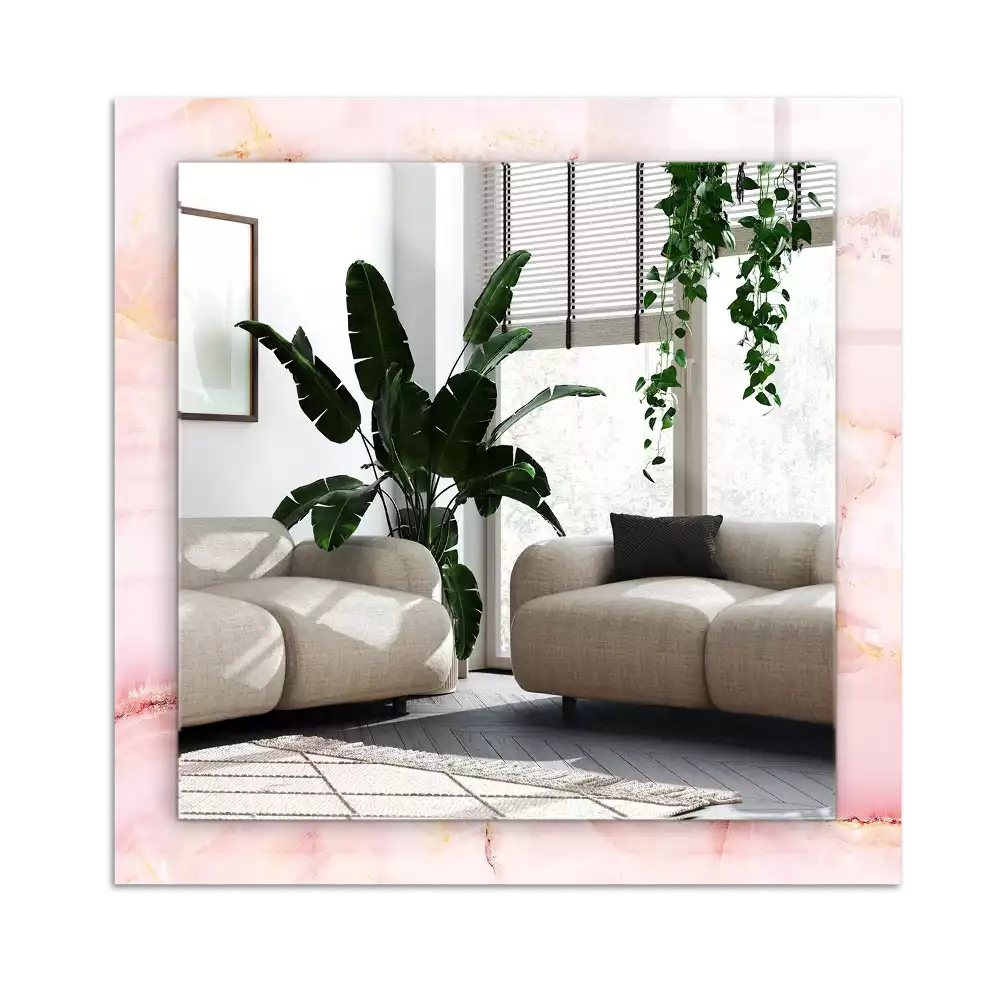 Rectangular decorative mirror Pink marble pattern