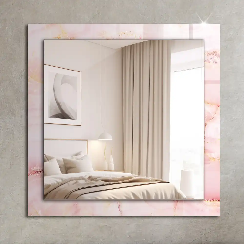 Rectangular decorative mirror Pink marble pattern