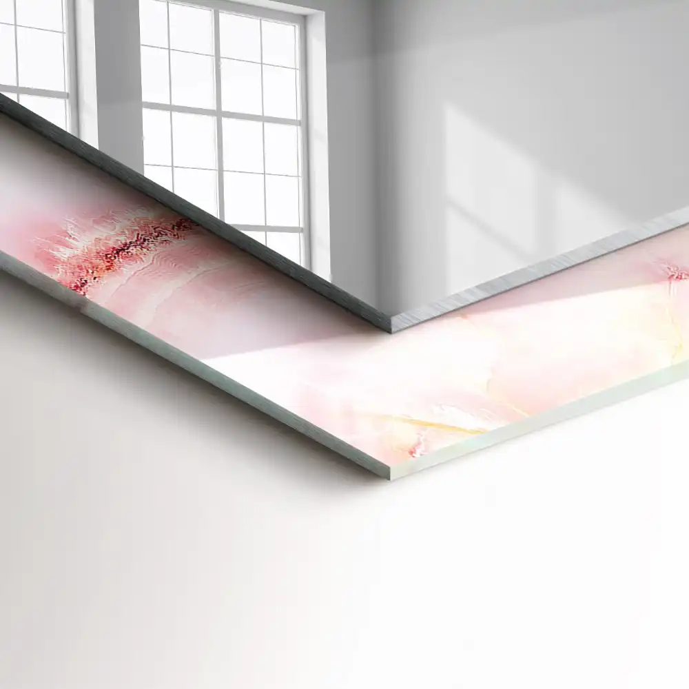 Rectangular decorative mirror Pink marble pattern