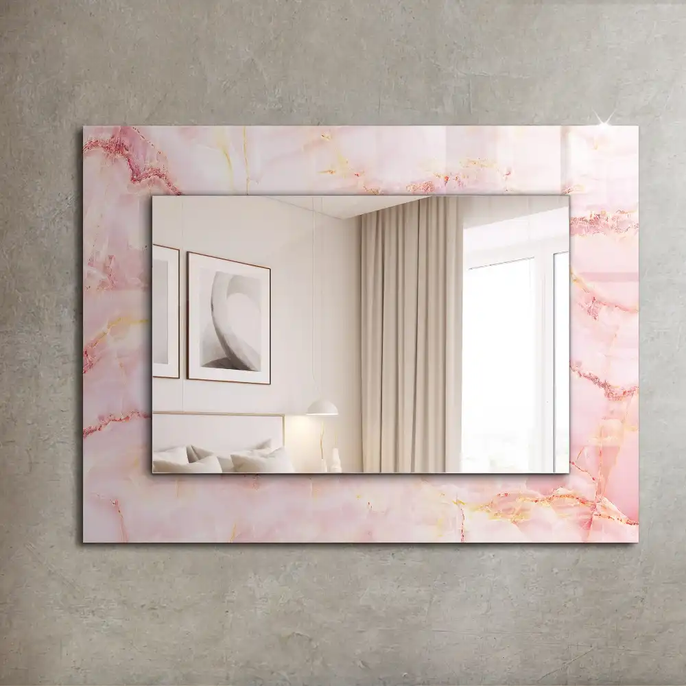 Rectangular decorative mirror Pink marble pattern