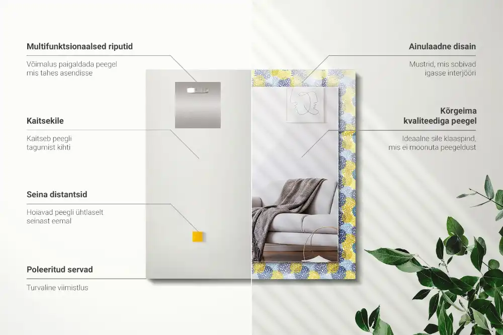 Rectangular mirror print Colorful flower pattern