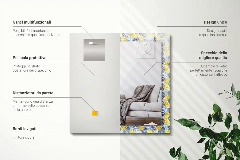 Rectangular mirror print Colorful flower pattern