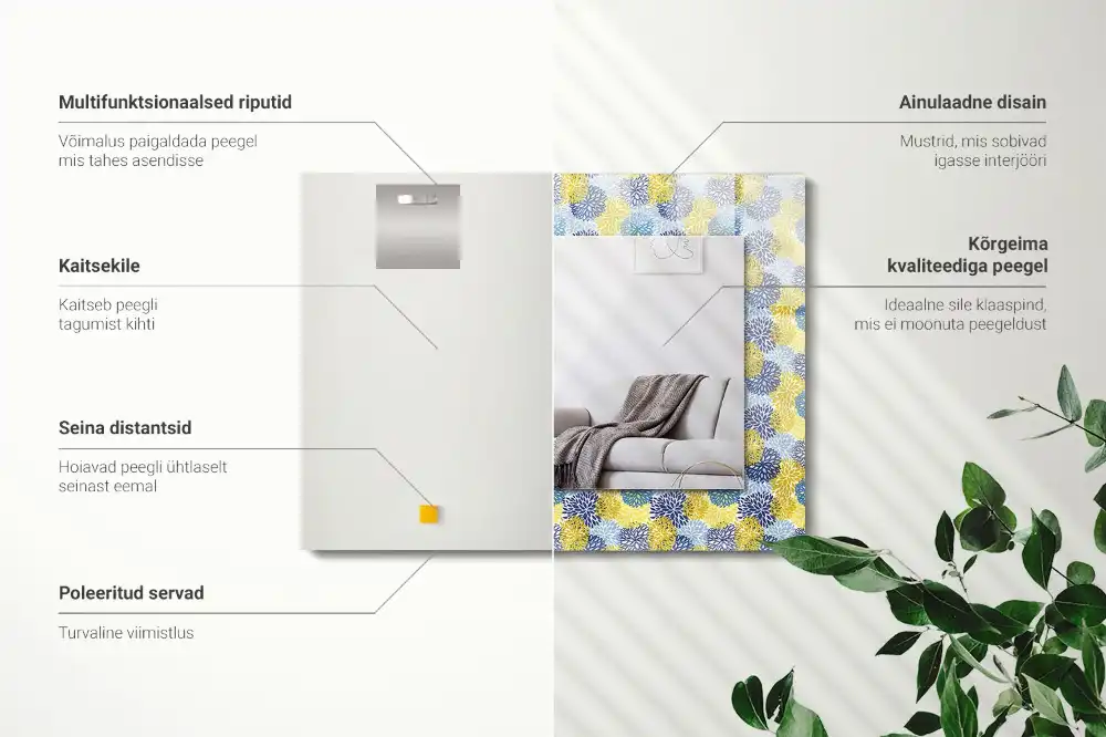 Rectangular mirror print Colorful flower pattern