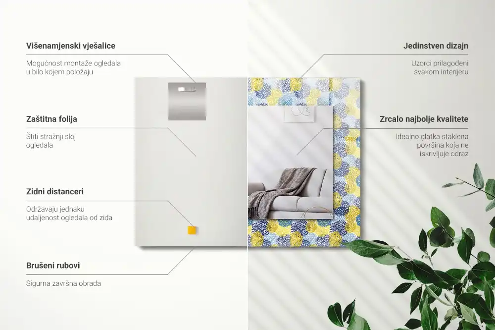 Rectangular mirror print Colorful flower pattern