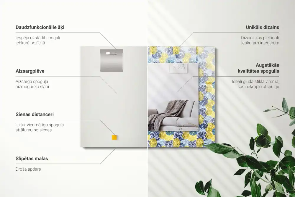 Rectangular mirror print Colorful flower pattern