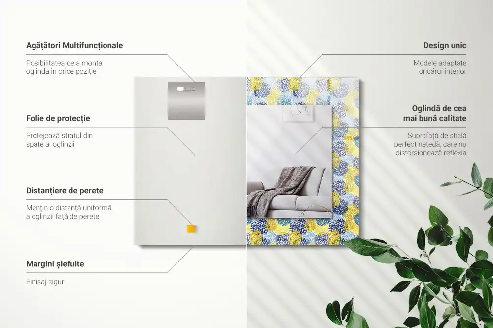 Rectangular mirror print Colorful flower pattern